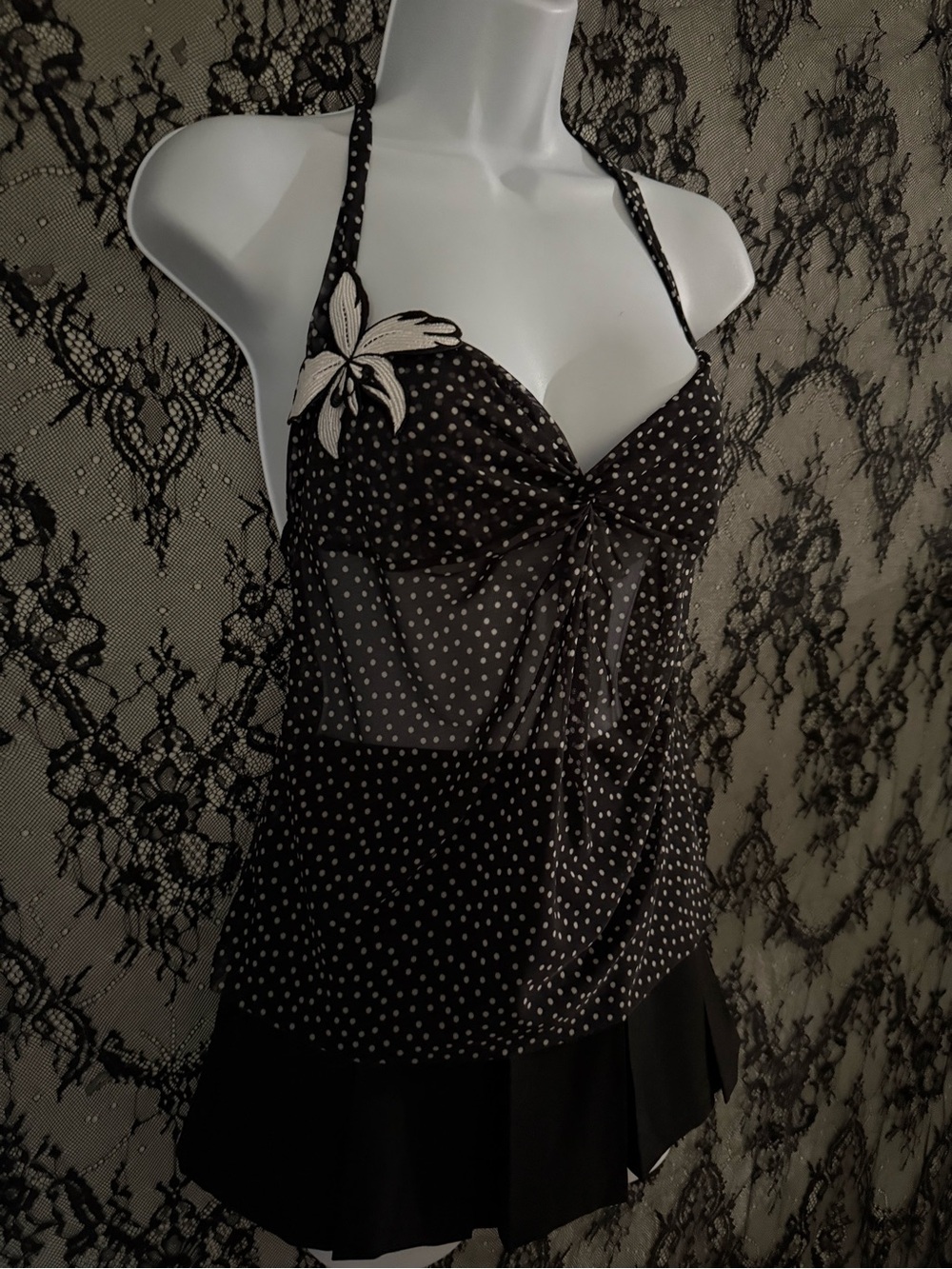 Rare! Victoria’s Secret polka dot halter top with flower decal S - Picture 2 of 6